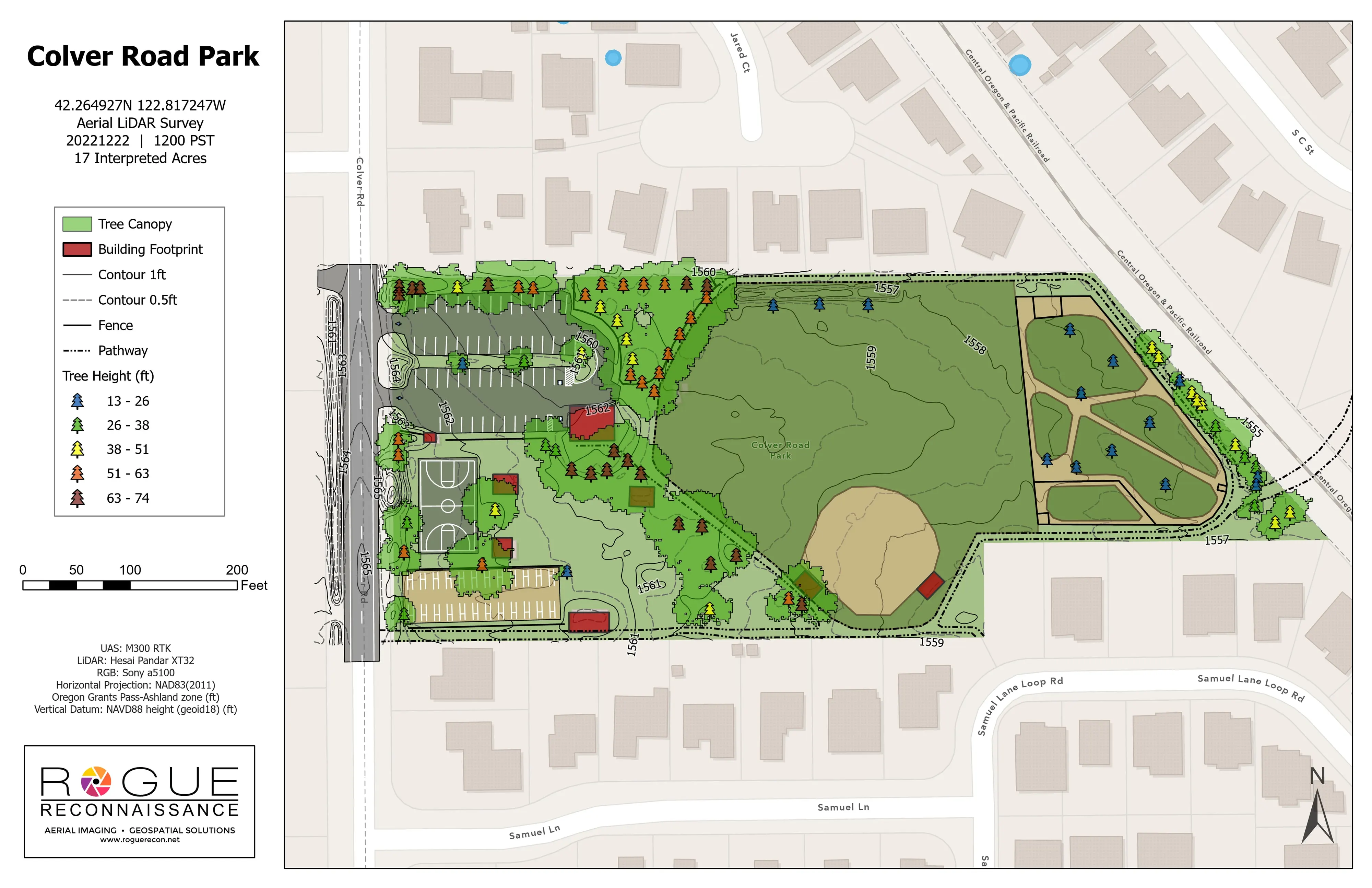 Planimetrics sheet for Colver Road Park.
